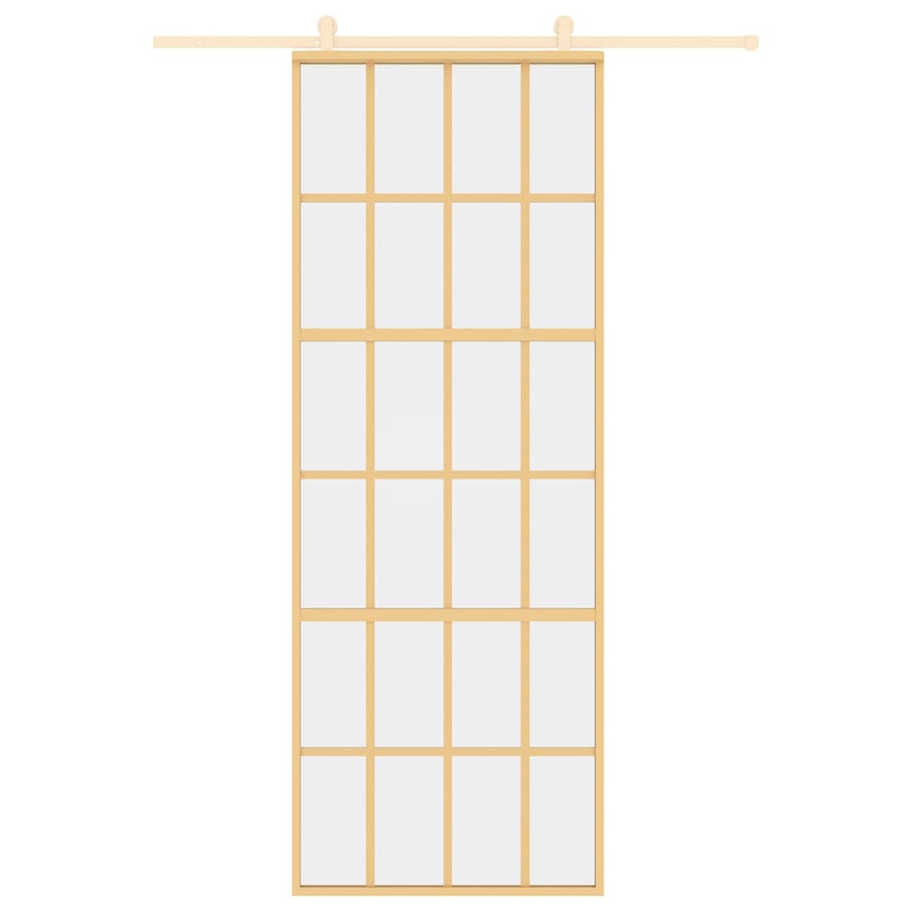 VIDAXL -Schiebetür 76x205 cm klar ESG -Glas und Aluminium goldfarben