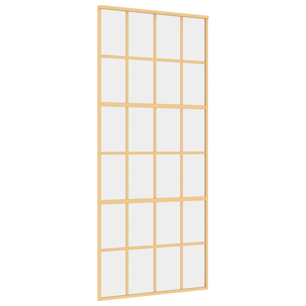 Vidaxl Schiebetür 90x205 cm klar ESG - Glas und Aluminium goldfarben