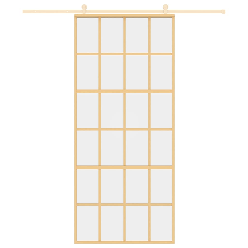 Vidaxl Schiebetür 90x205 cm klar ESG - Glas und Aluminium goldfarben