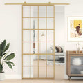 Vidaxl Schiebetür 90x205 cm klar ESG - Glas und Aluminium goldfarben