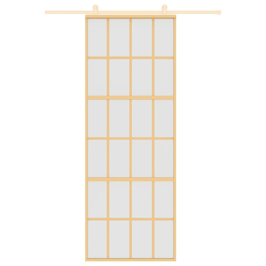 VIDAXL -Schiebetür 76x205 cm matt ESG -Glas und Aluminium Gold veredelt