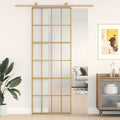 VIDAXL -Schiebetür 76x205 cm matt ESG -Glas und Aluminium Gold veredelt