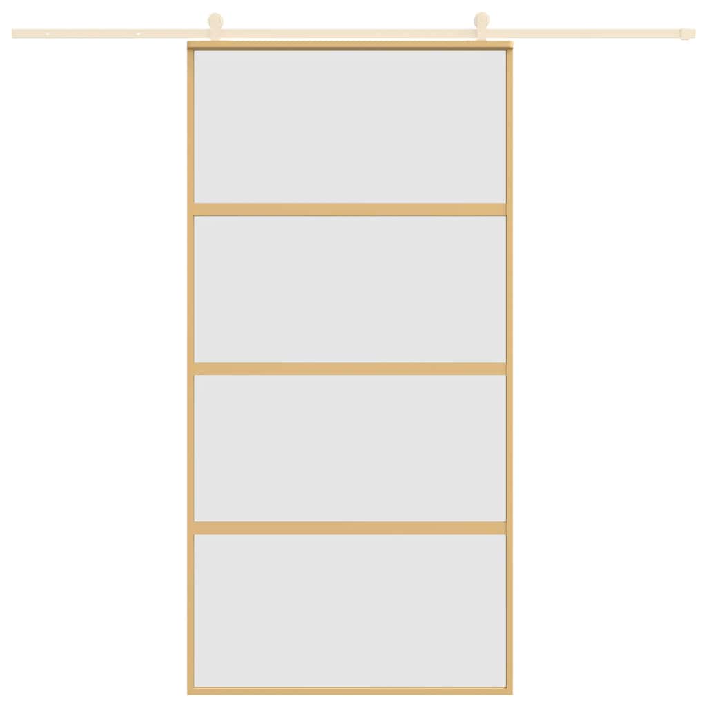 VIDAXL -Schiebetür 102,5 x 205 cm matt ESG -Glas und Aluminium Gold veredelt