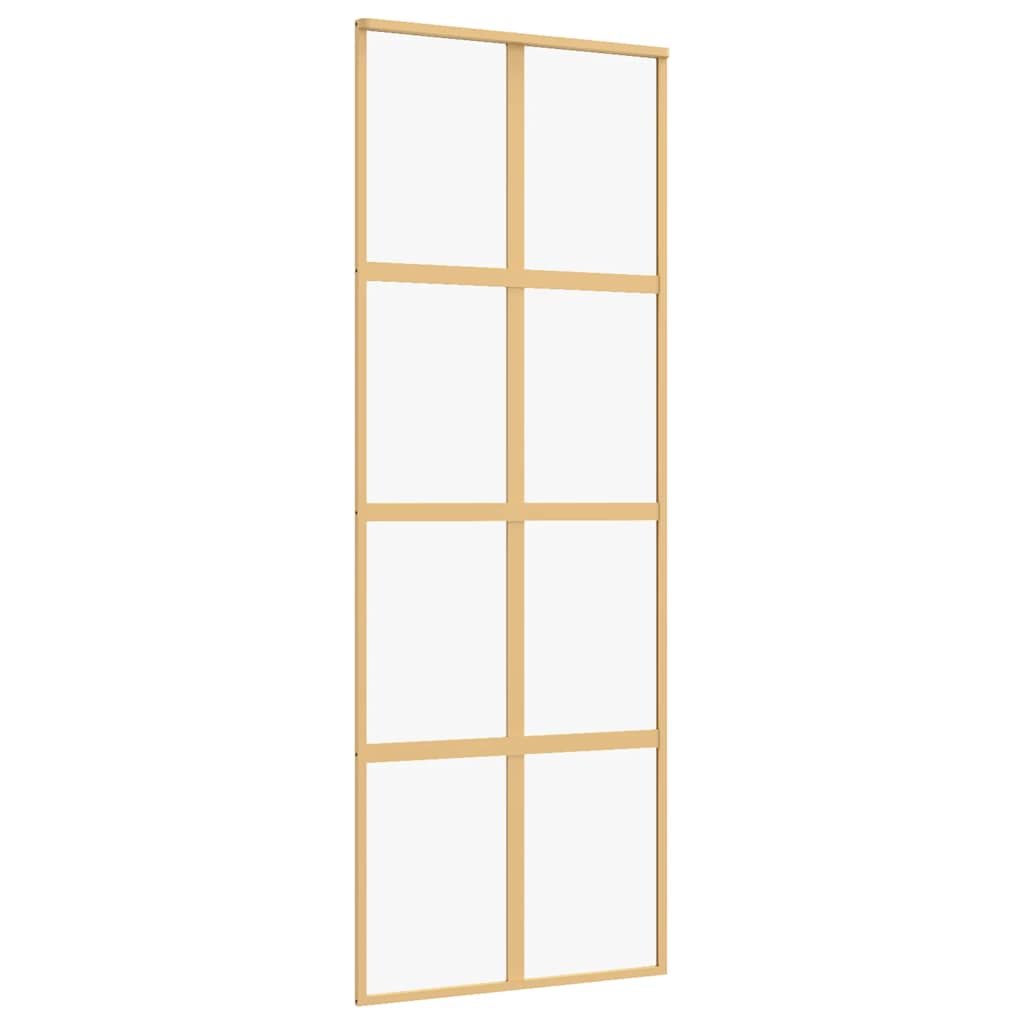 VIDAXL -Schiebetür 76x205 cm klar ESG -Glas und Aluminium goldfarben