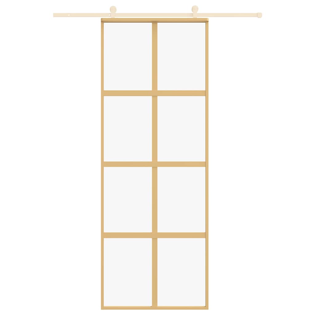 VIDAXL -Schiebetür 76x205 cm klar ESG -Glas und Aluminium goldfarben