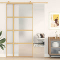 VIDAXL -Schiebetür 102,5 x 205 cm matt ESG -Glas und Aluminium Gold veredelt
