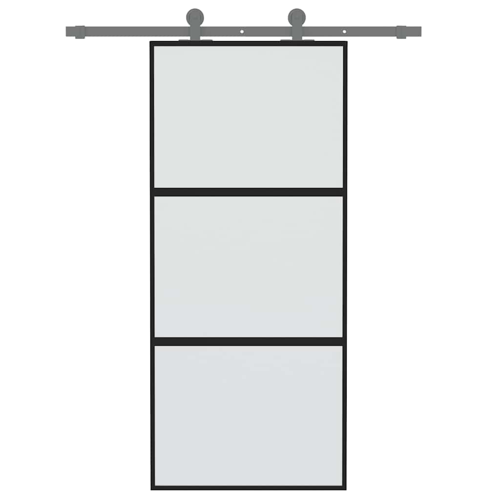 Vidaxl schuifdeur 90x205 cm gehard glas en aluminium zwart