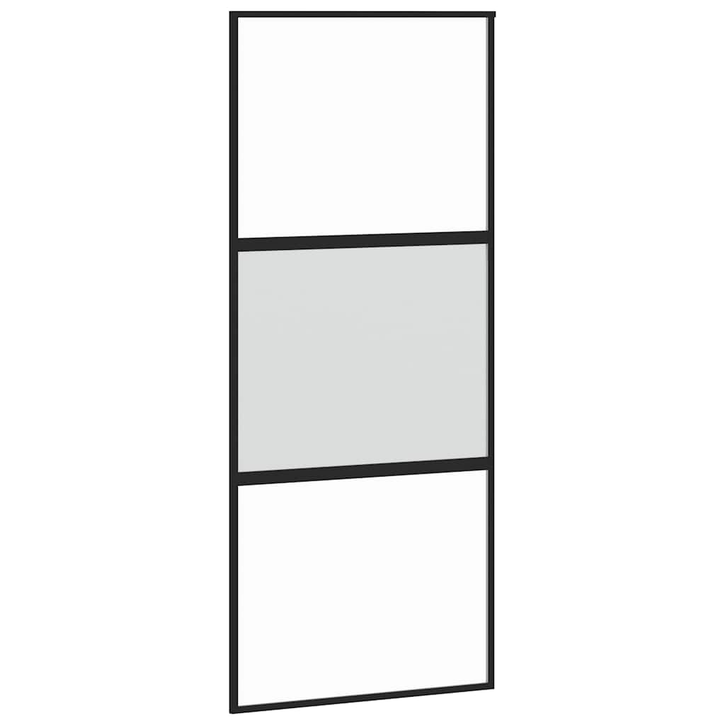 VidaXL Schiebetür 90x205 cm, gehärtetes Glas und Aluminium, schwarz