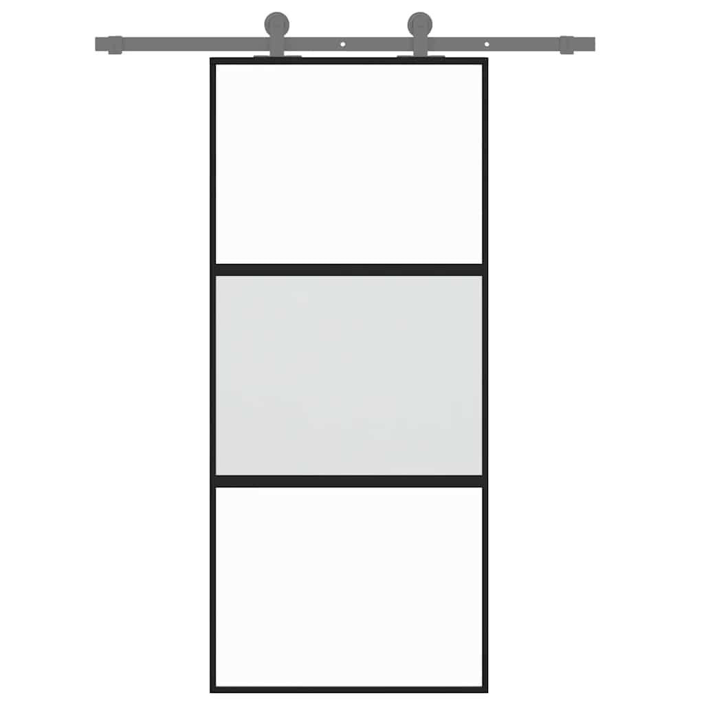 VidaXL Schiebetür 90x205 cm, gehärtetes Glas und Aluminium, schwarz