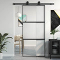 VidaXL Schiebetür 90x205 cm, gehärtetes Glas und Aluminium, schwarz
