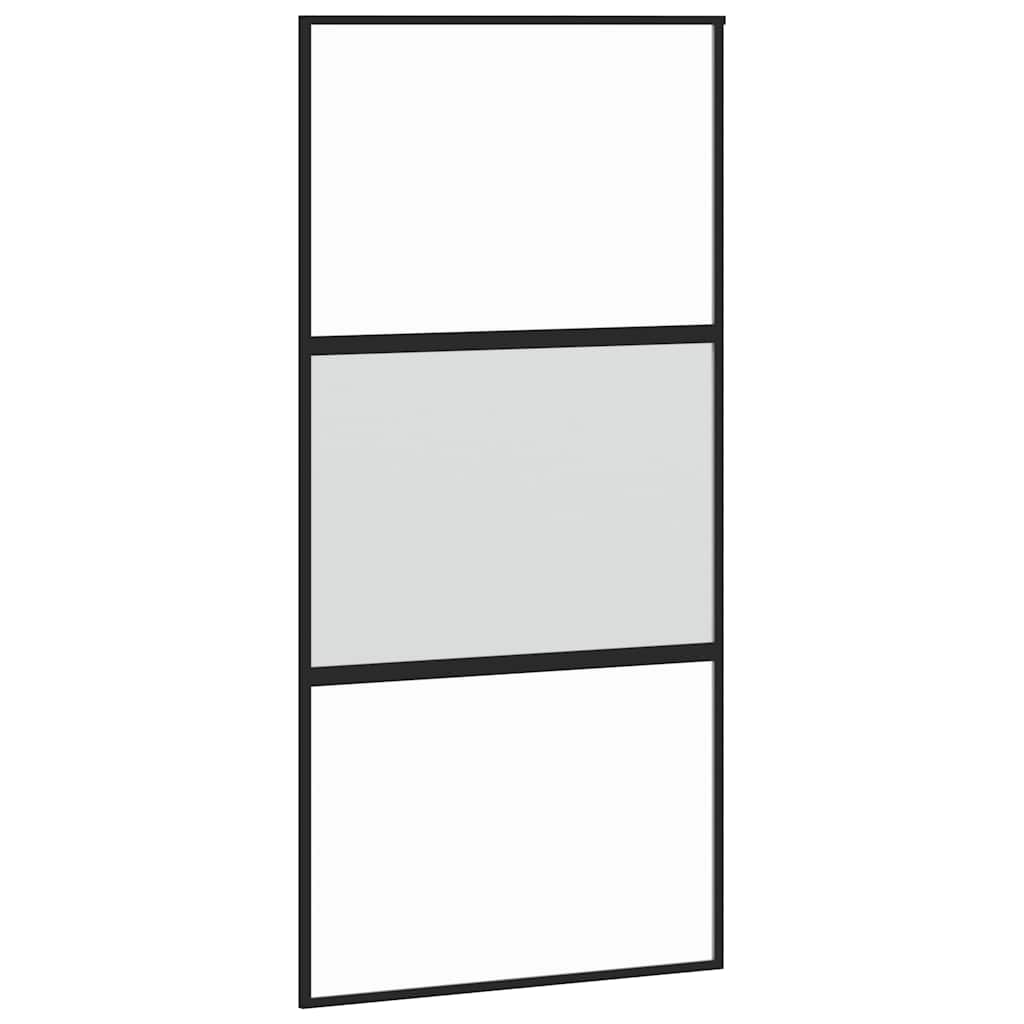 Vidaxl Schiebetür 102,5 x 205 cm, gehärtetes Glas und Aluminium, schwarz