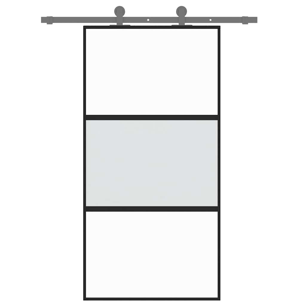 Vidaxl Schiebetür 102,5 x 205 cm, gehärtetes Glas und Aluminium, schwarz