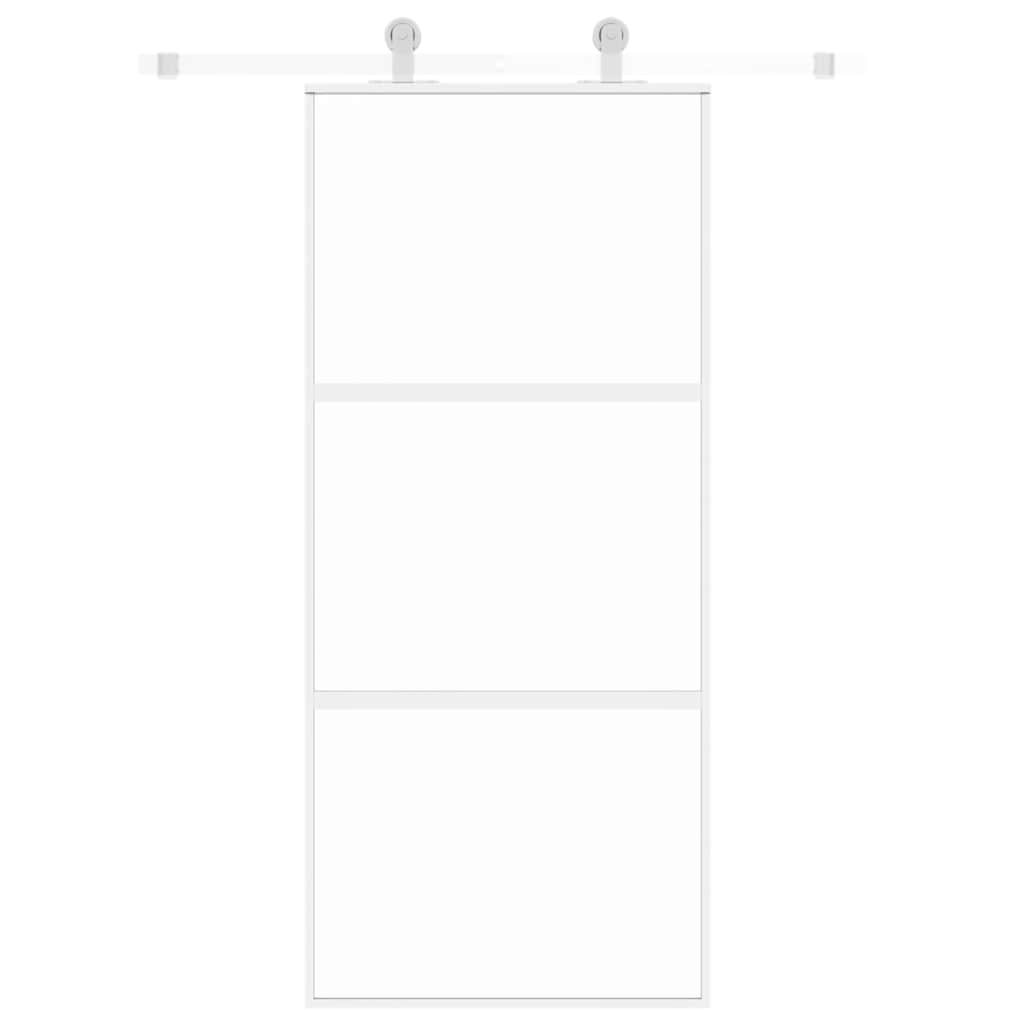 Vidaxl schuifdeur 90x205 cm gehard glas en aluminium wit