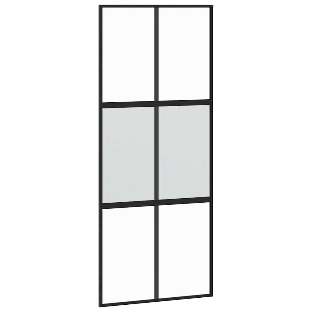 Vidaxl schuifdeur 90x205 cm gehard glas en aluminium zwart