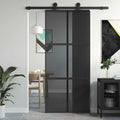 Vidaxl schuifdeur 90x205 cm gehard glas en aluminium zwart