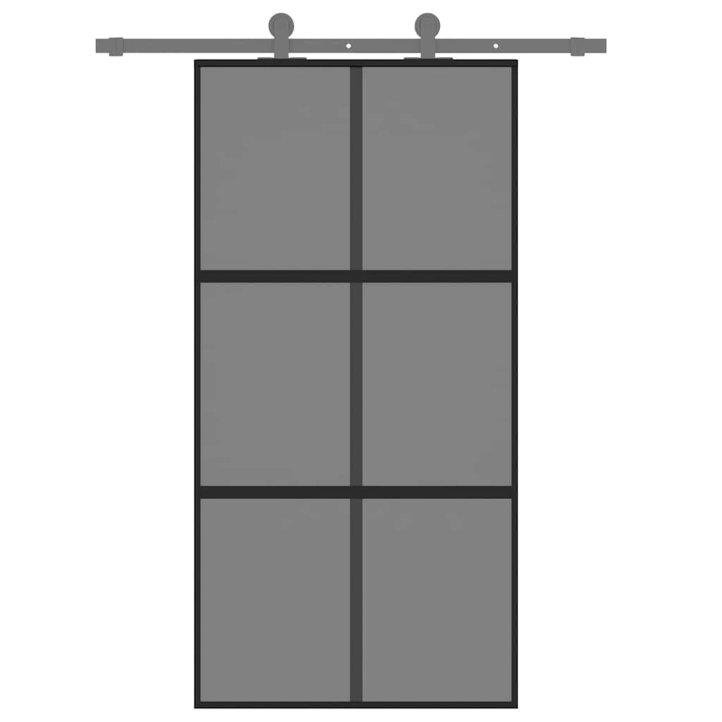 Vidaxl Schiebetür 102,5 x 205 cm, gehärtetes Glas und Aluminium, schwarz