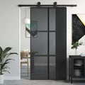Vidaxl Schiebetür 102,5 x 205 cm, gehärtetes Glas und Aluminium, schwarz