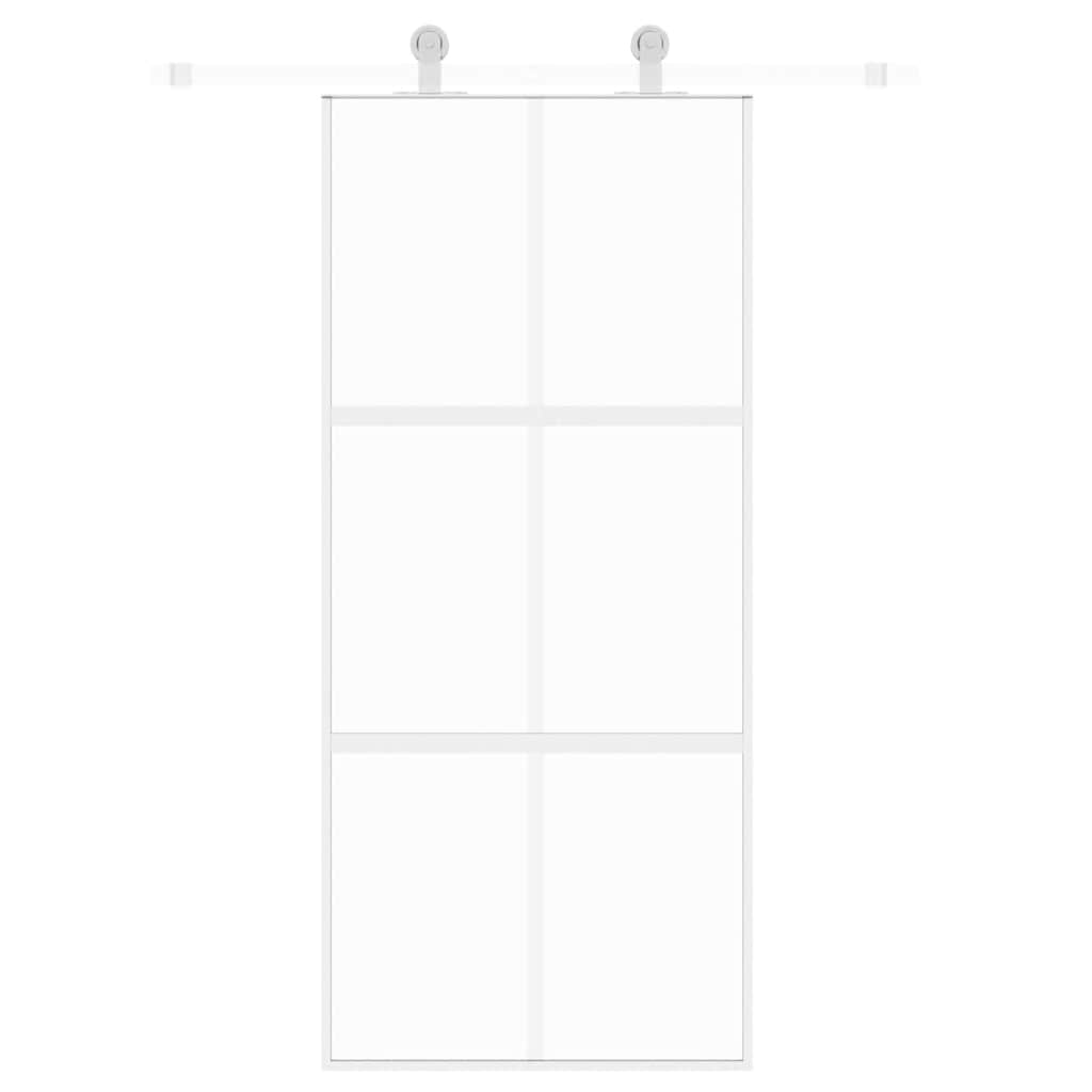 Vidaxl schuifdeur 90x205 cm gehard glas en aluminium wit
