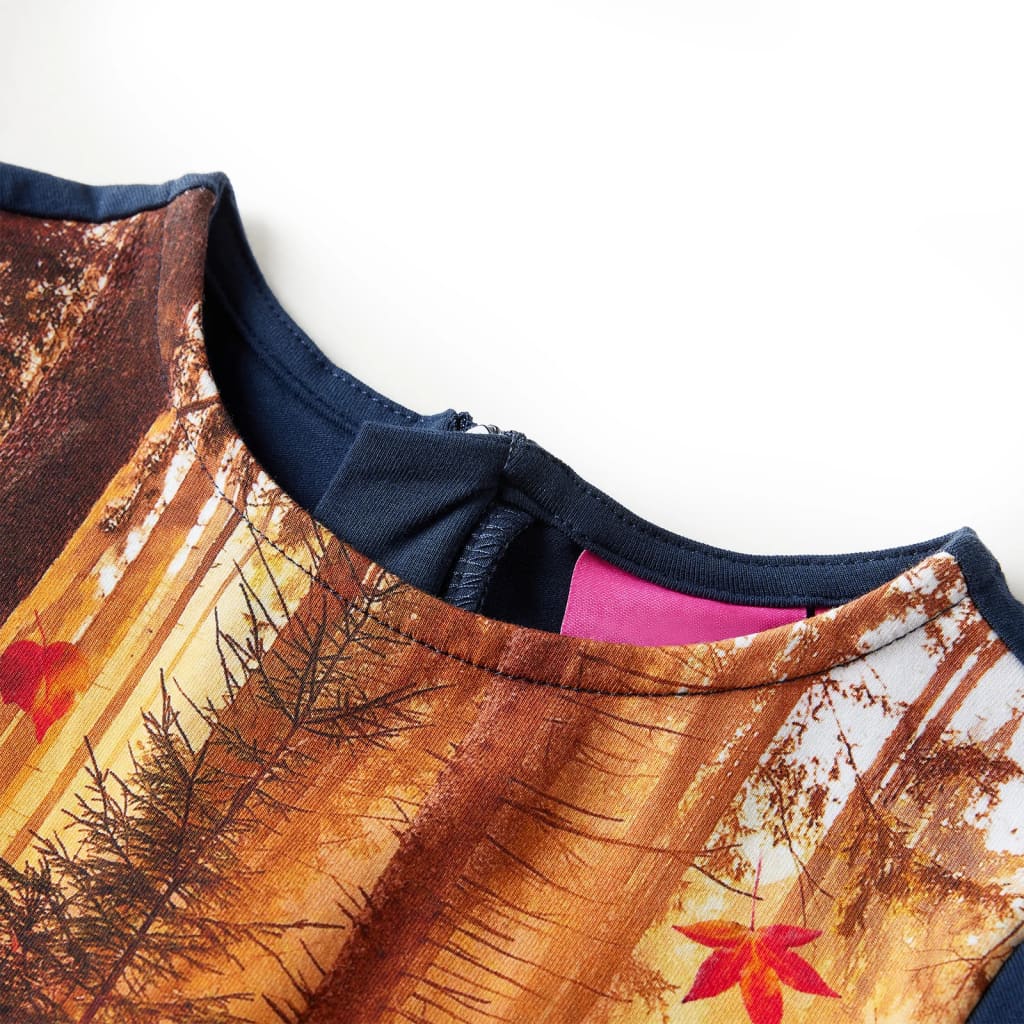 Vidaxl kinderjurk met lange mouwen 128 marineblauw