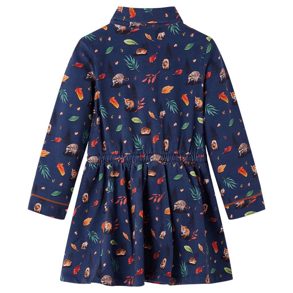 Vidaxl kinderjurk met lange mouwen 116 marineblauw