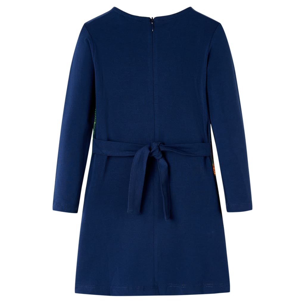 Vidaxl kinderjurk met lange mouwen 128 marineblauw