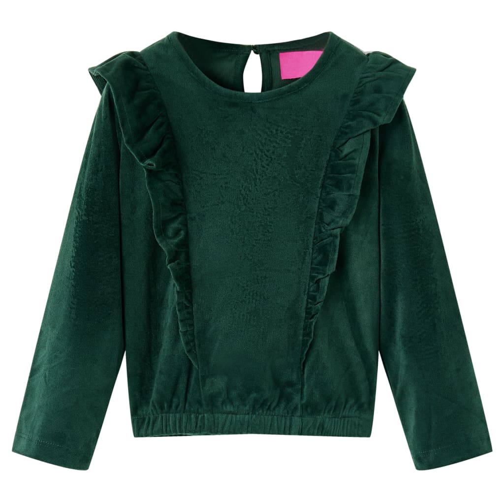 Vidaxl kinderblouse met ruches 104 donkergroen