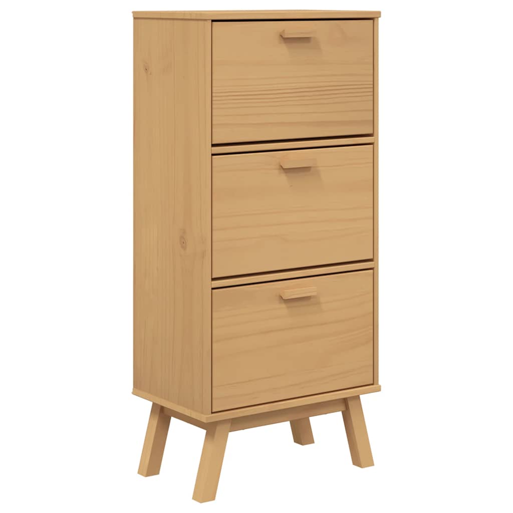 VidaXL Schuhschrank Olden 55x35x120 cm Kiefernholz braun