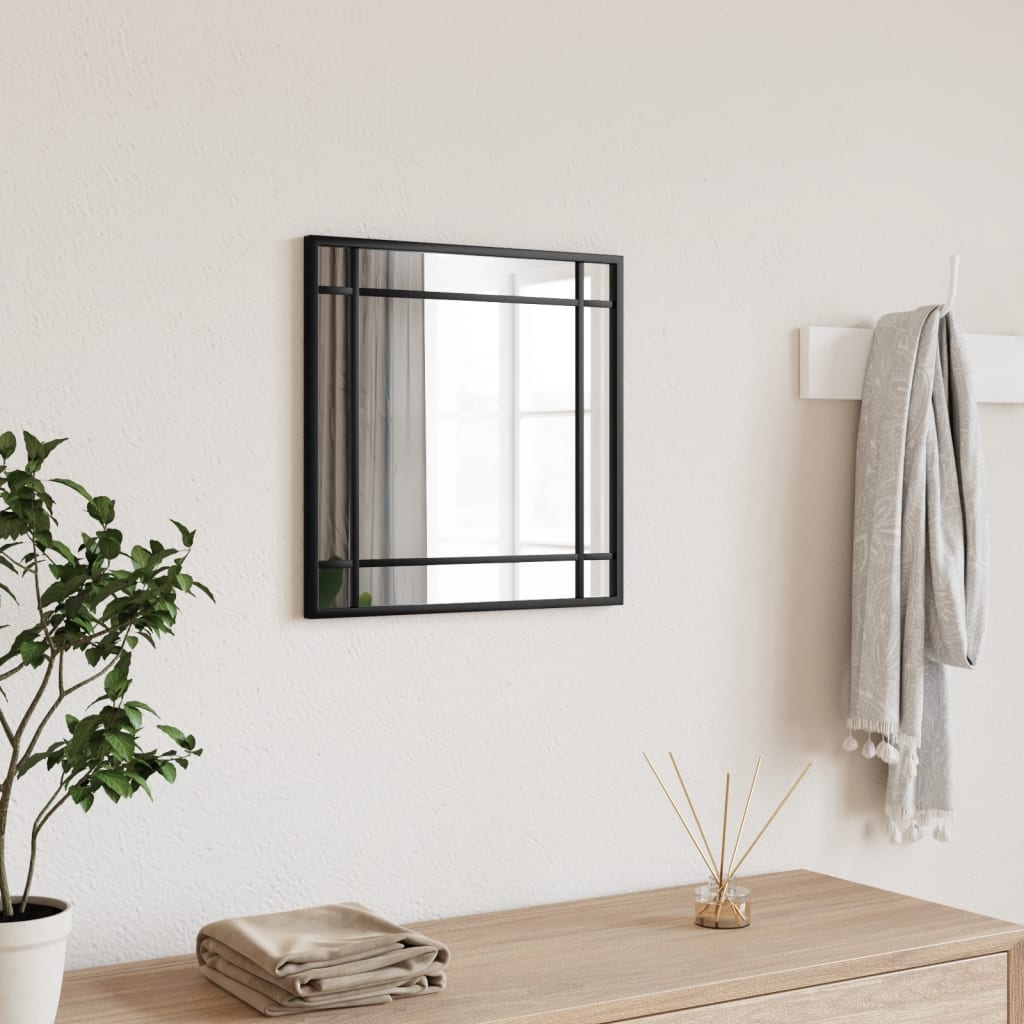 VidaXL Quadratischer Wandspiegel 40x40 cm Eisen Schwarz