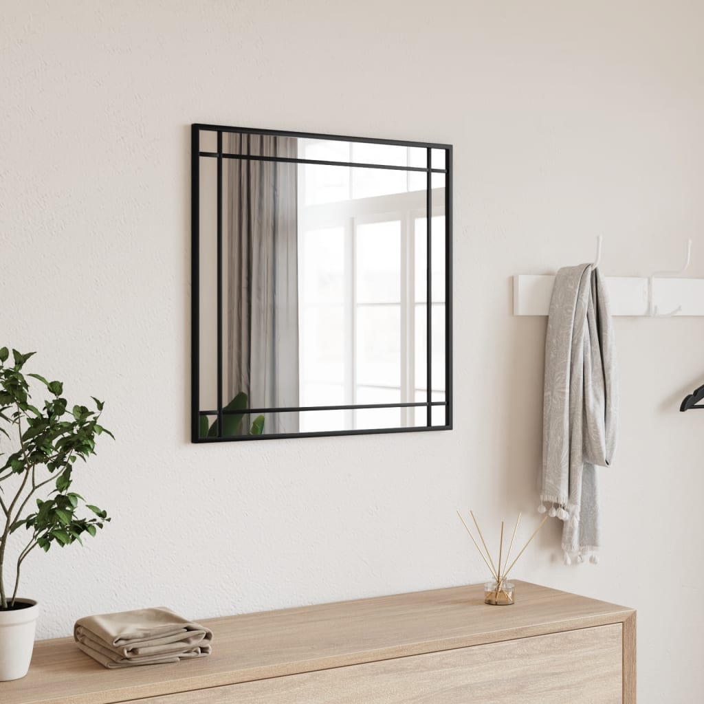 VidaXL Quadratischer Wandspiegel 50x50 cm Eisen Schwarz