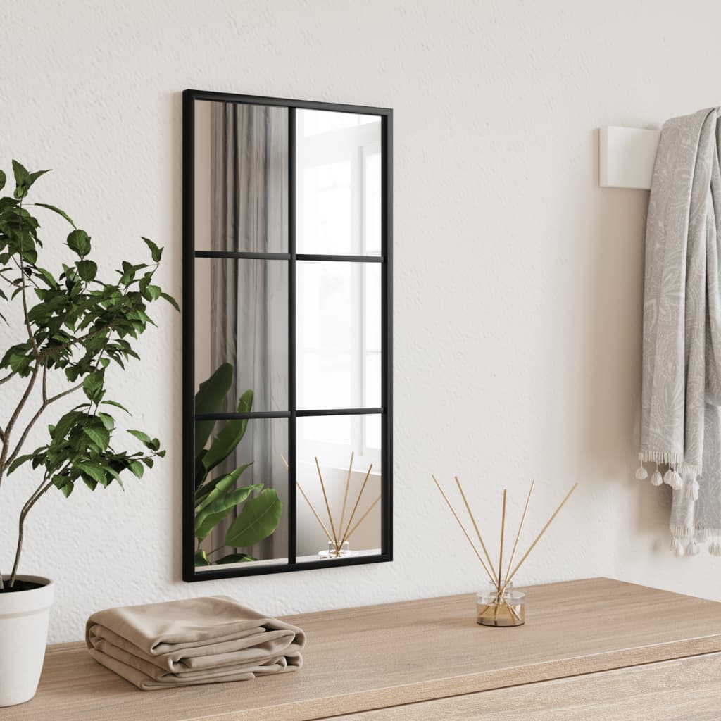 VidaXL Wandspiegel, rechteckig, 30 x 60 cm, Eisen, Schwarz