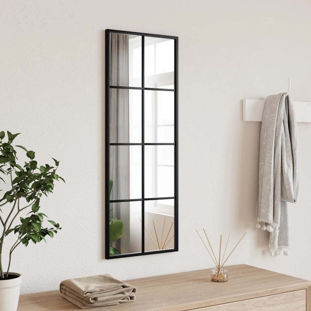 VidaXL Wandspiegel, rechteckig, 30 x 80 cm, Eisen, Schwarz
