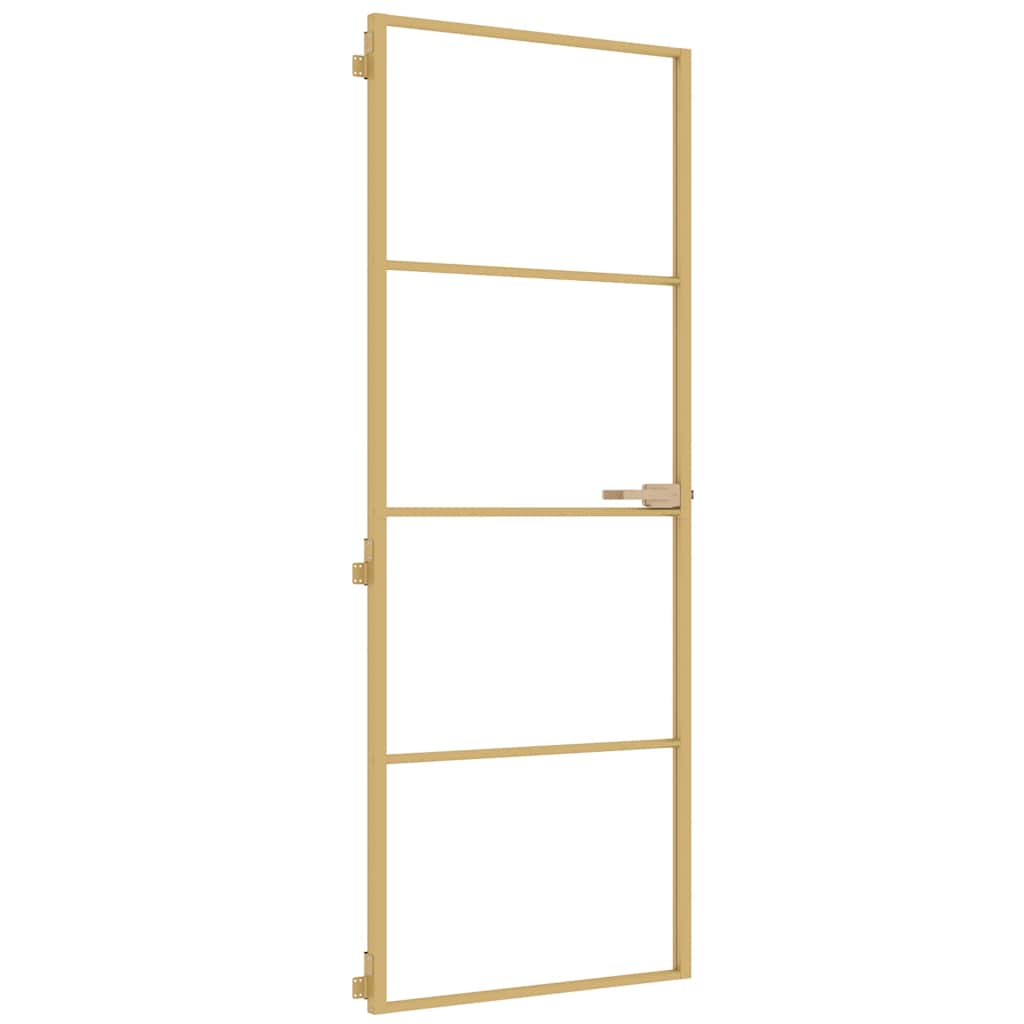 Vidaxl binnendeur smal 76x201,5 cm gehard glas en aluminium goudkleur