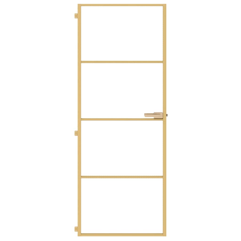 Vidaxl binnendeur smal 76x201,5 cm gehard glas en aluminium goudkleur