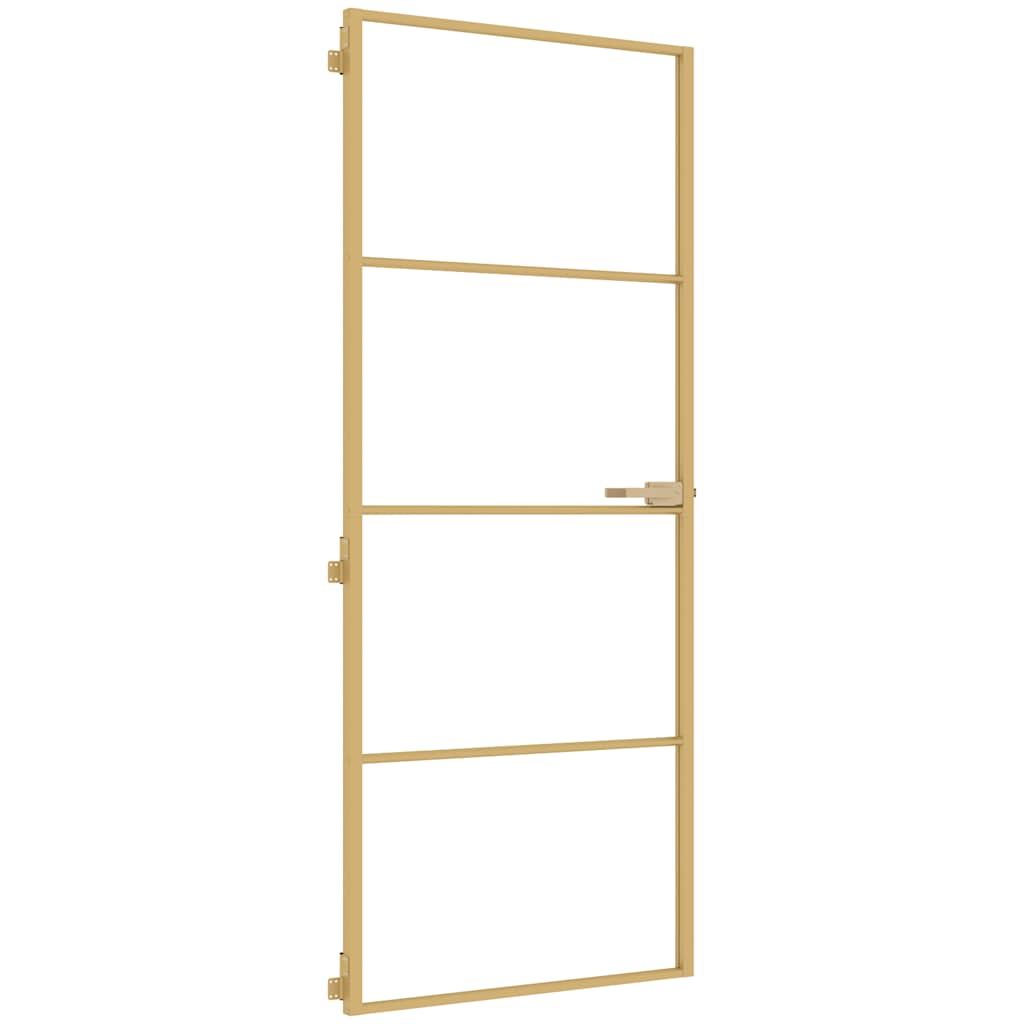 Vidaxl binnendeur smal 83x201,5 cm gehard glas en aluminium goudkleur