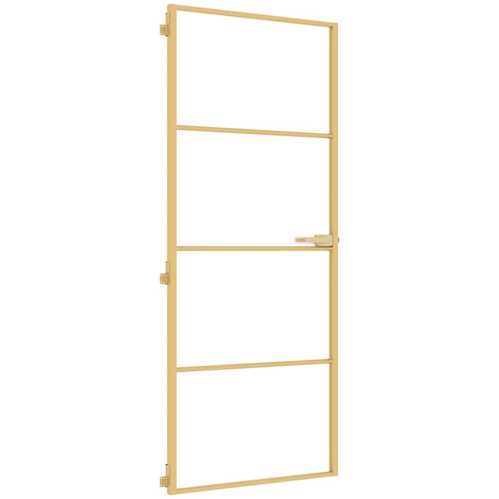 Vidaxl Innentür schmal 83x201,5 cm gehärtetes Glas und Aluminium goldfarben