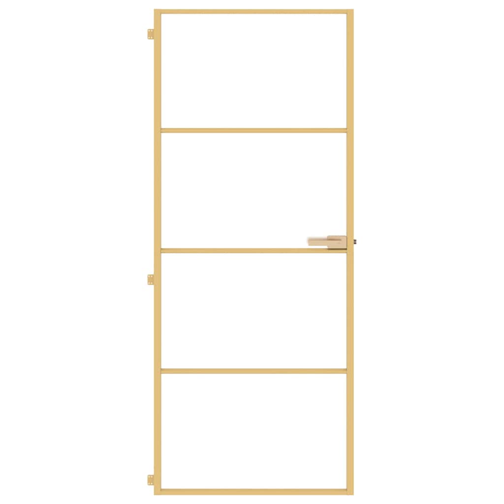 Vidaxl Innentür schmal 83x201,5 cm gehärtetes Glas und Aluminium goldfarben
