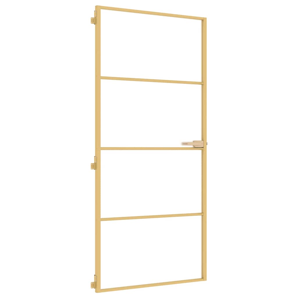 Vidaxl Innentür schmal 93x201,5 cm gehärtetes Glas und Aluminium goldfarben
