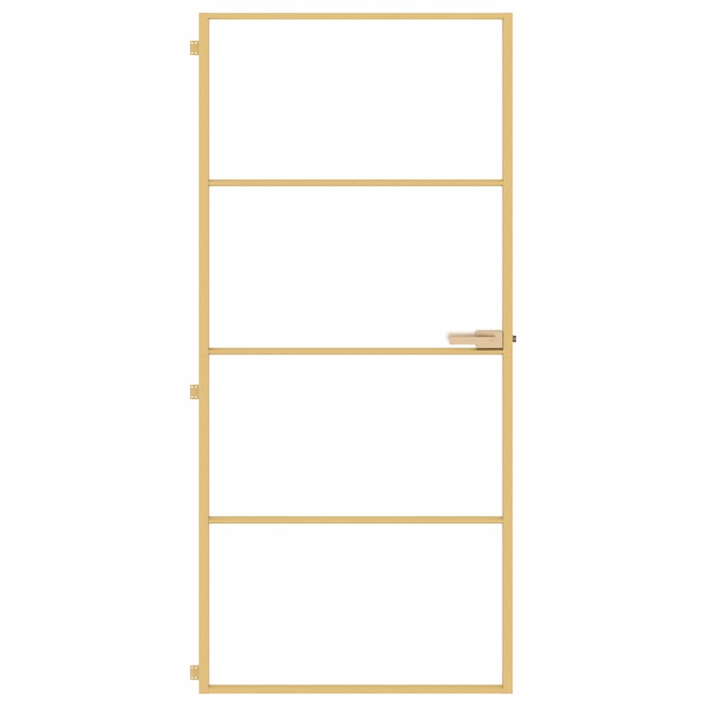 Vidaxl Innentür schmal 93x201,5 cm gehärtetes Glas und Aluminium goldfarben