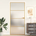 Vidaxl Innentür schmal 93x201,5 cm gehärtetes Glas und Aluminium goldfarben