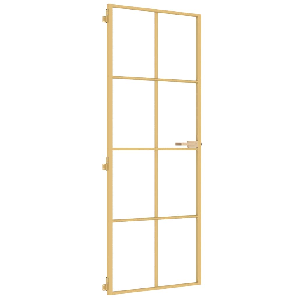 Vidaxl binnendeur smal 76x201,5 cm gehard glas en aluminium goudkleur