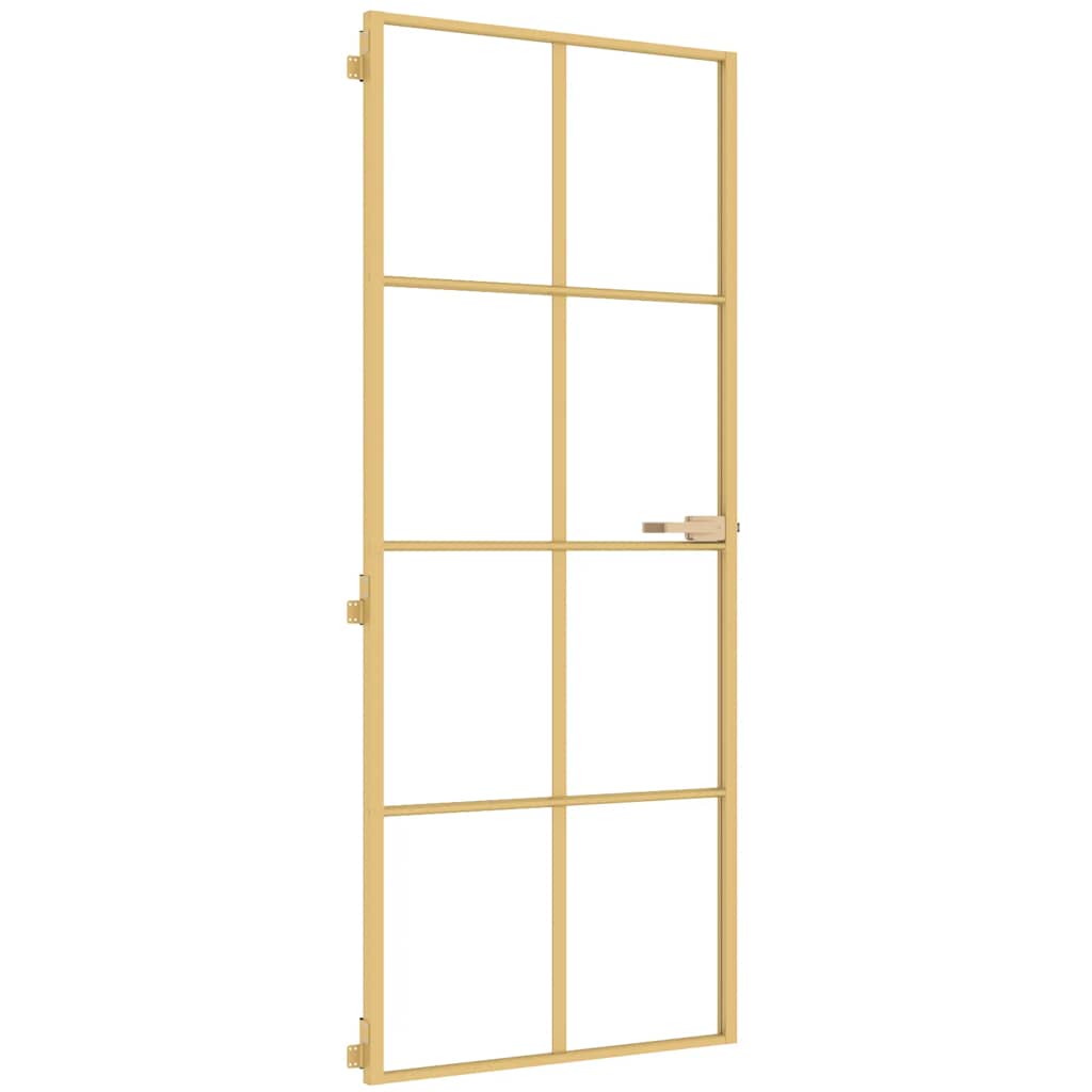 Vidaxl binnendeur smal 83x201,5 cm gehard glas en aluminium goudkleur