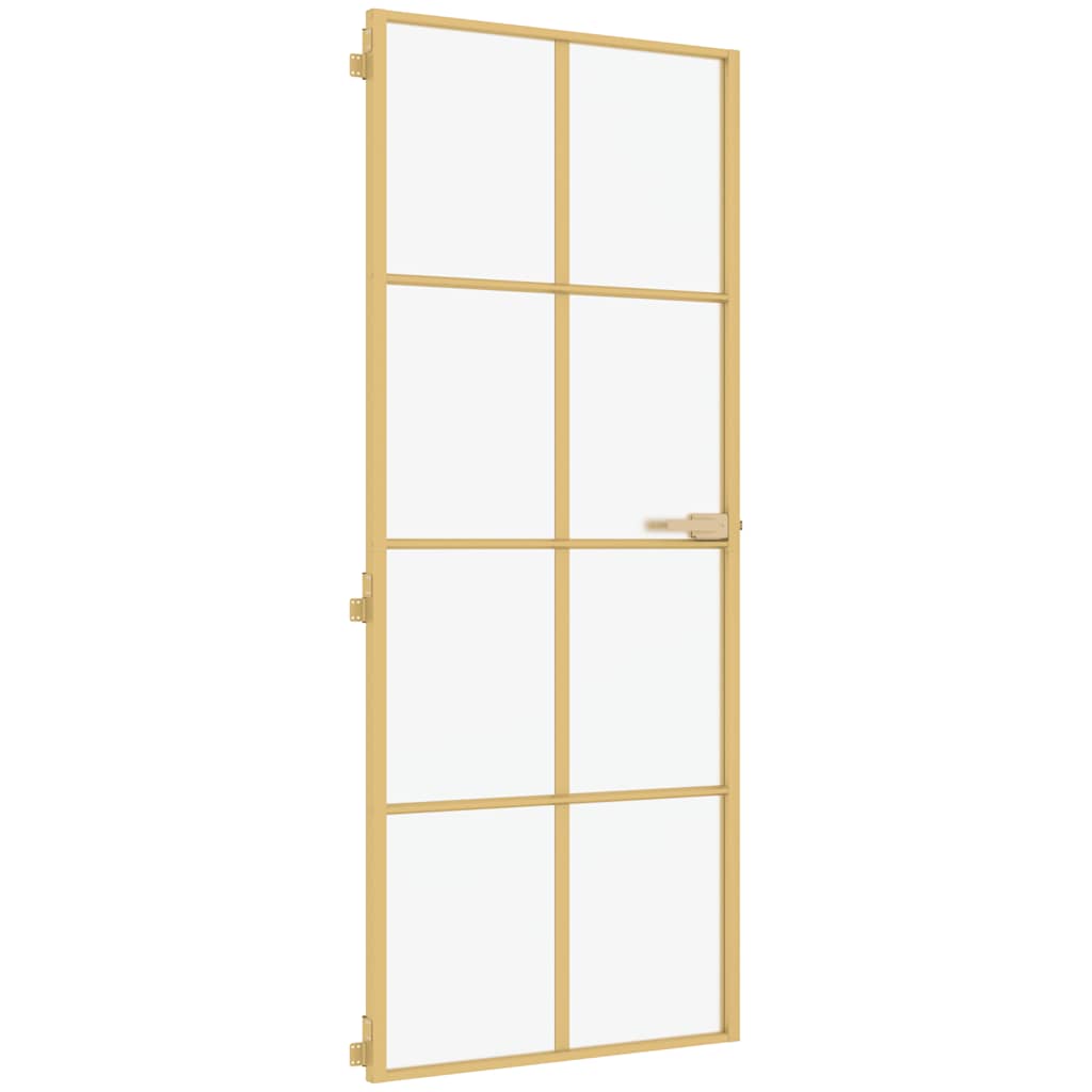 Vidaxl binnendeur smal 83x201,5 cm gehard glas en aluminium goudkleur