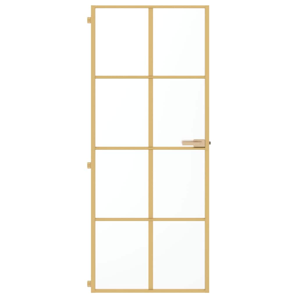 Vidaxl Innentür schmal 83x201,5 cm gehärtetes Glas und Aluminium goldfarben