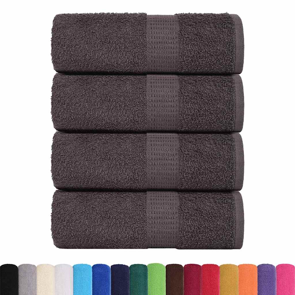VidaXL Waschlappen, 4 Stück, 15 x 21 cm, 360 g/m², 100 % Baumwolle, anthrazitfarben