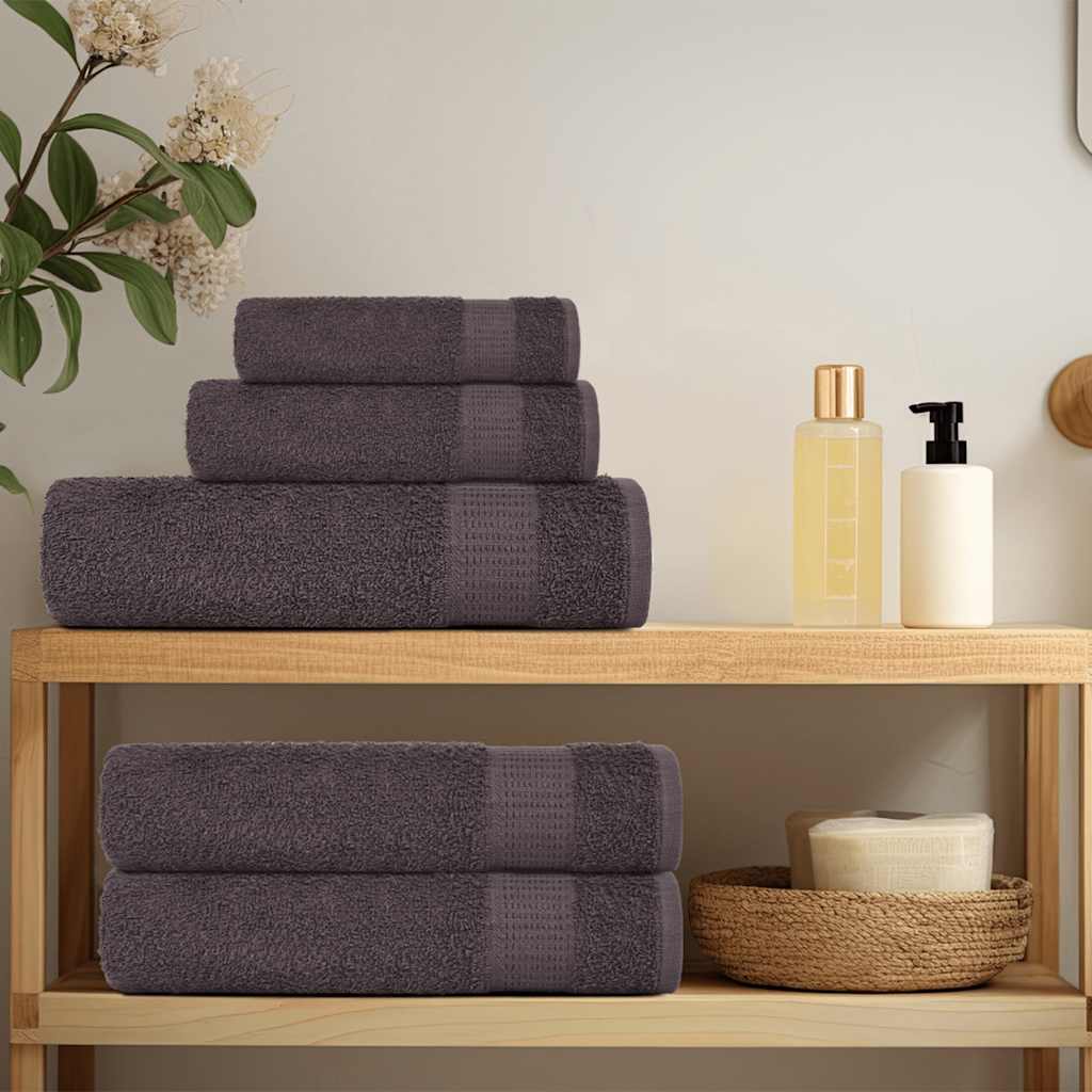 VidaXL Waschlappen, 4 Stück, 15 x 21 cm, 360 g/m², 100 % Baumwolle, anthrazitfarben