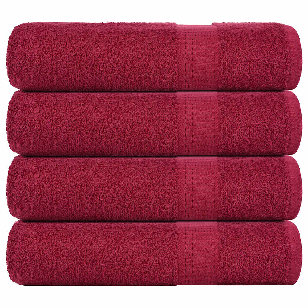 VidaXL Badetücher, 4 Stück, 100 x 150 cm, 360 g/m², 100 % Baumwolle, bordeauxrot