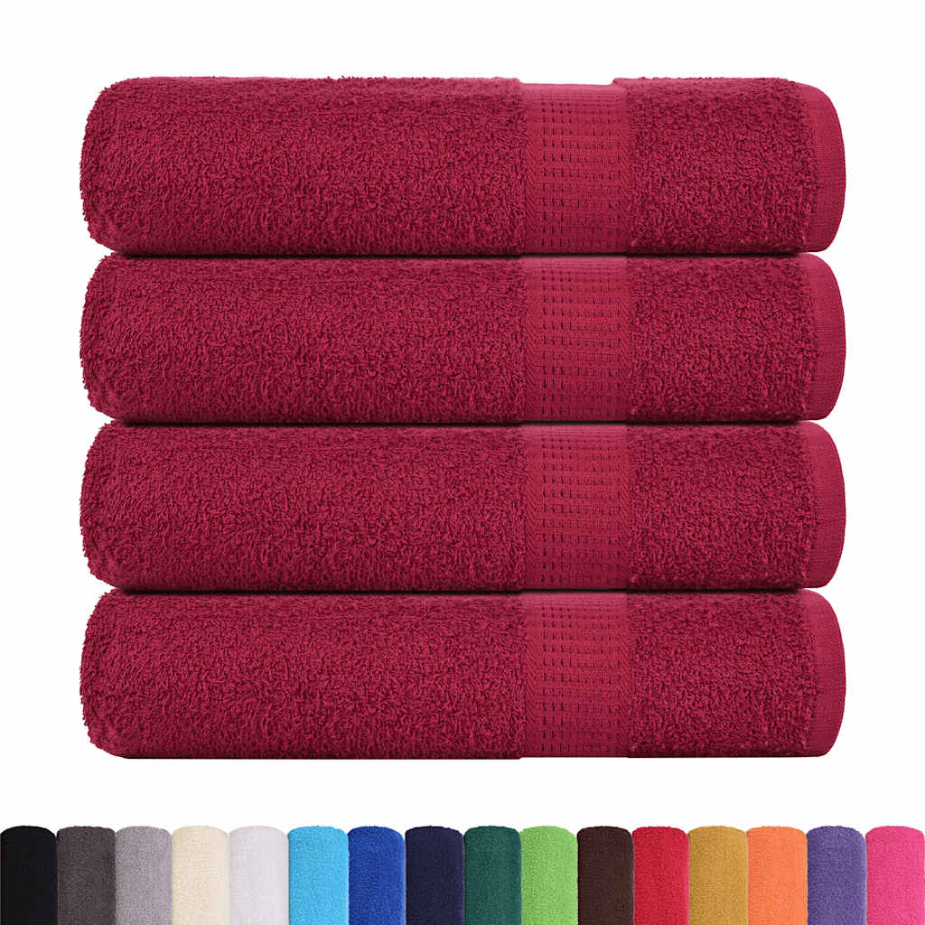 VidaXL Badetücher, 4 Stück, 100 x 150 cm, 360 g/m², 100 % Baumwolle, bordeauxrot