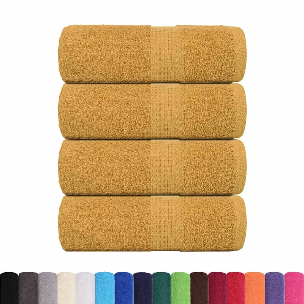 VidaXL Seifentücher, 4 Stück, 30 x 30 cm, 360 g/m², 100 % Baumwolle, Goldfarben