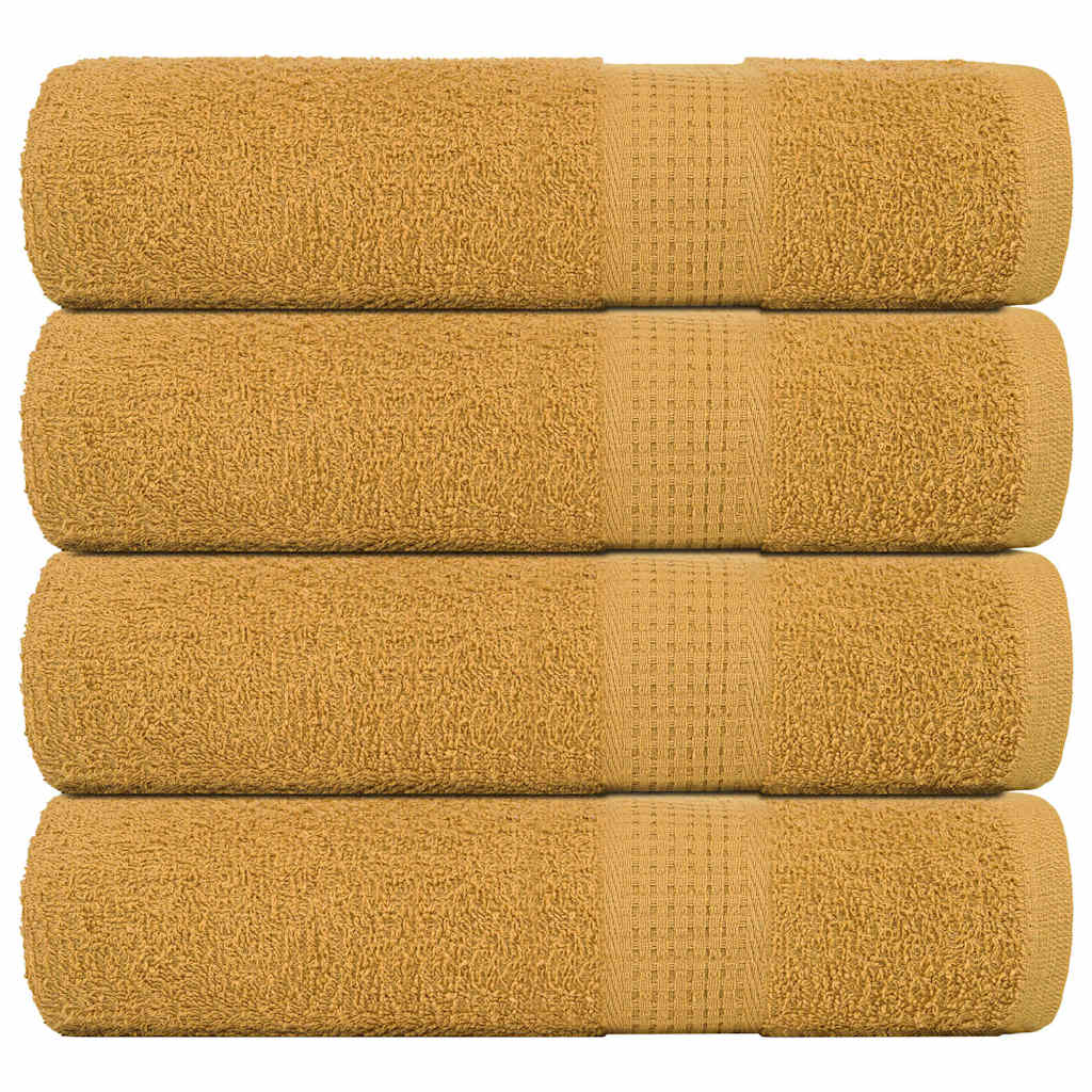 VidaXL Duschtücher, 4 Stück, 70 x 140 cm, 360 g/m², 100 % Baumwolle, Gold
