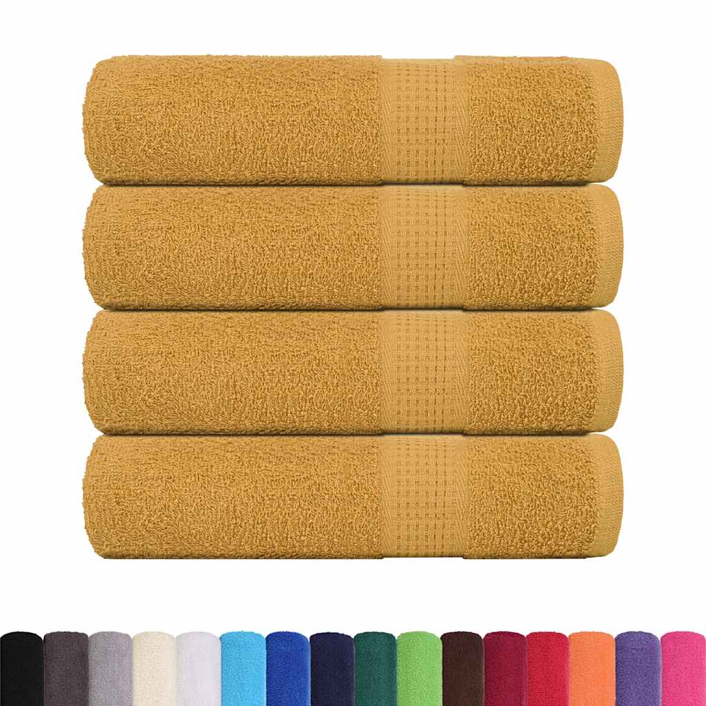 VidaXL Duschtücher, 4 Stück, 70 x 140 cm, 360 g/m², 100 % Baumwolle, Gold